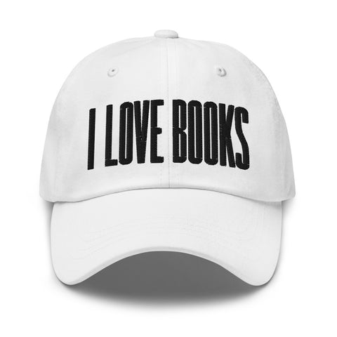 I LOVE BOOKS Dad hat (White)